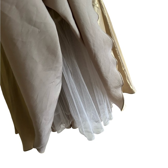 Vtg Gloria 100% Silk Gold Sleeveless A-Line Tool Maxi Dress Sz Small - Picture 8 of 16